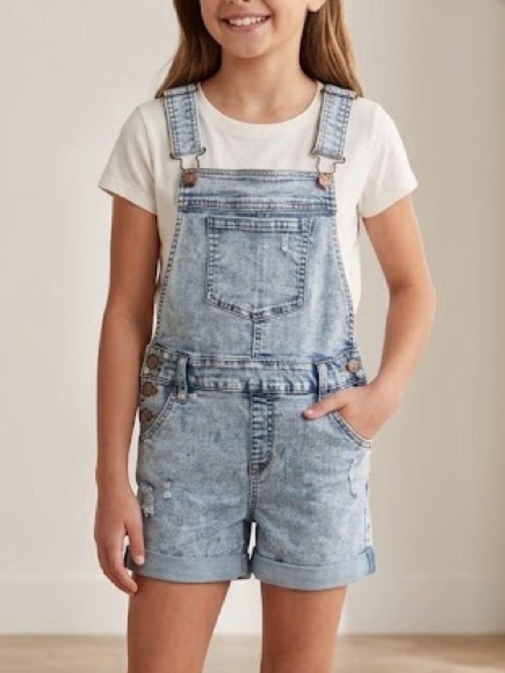 Celebrity Pink Light Blue Denim Short Overalls